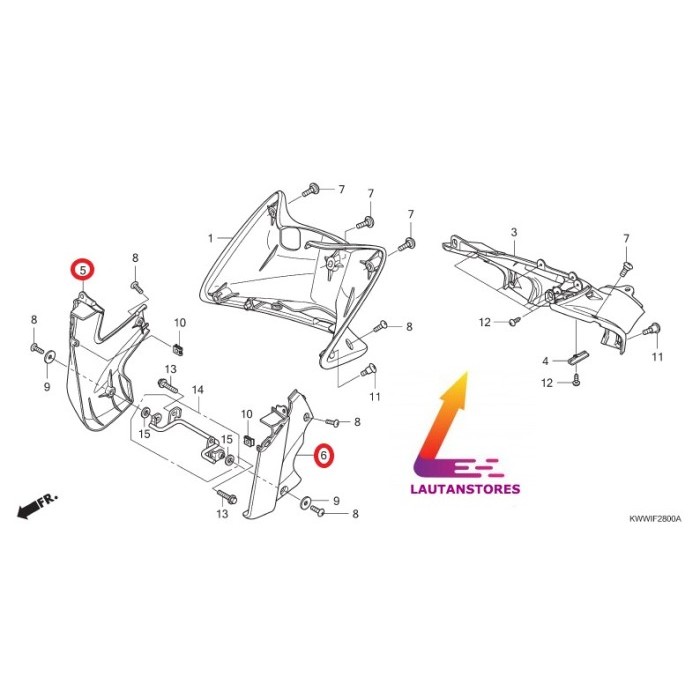 64400-Kww-A00Fmb 64450-Kww-A00Fmb Sayap Bawah Revo 110 Absolute Hitam Termurah Langka