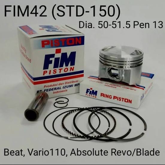 Piston Fim Honda Vario110 Beat Scoopy Spacy Absolute Revo Pin13 Fim42