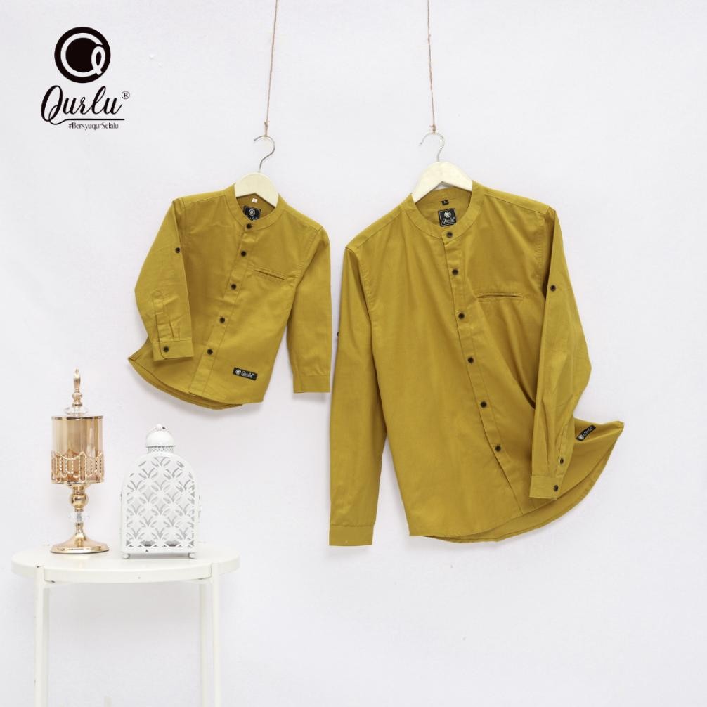 geo Qurlu - Kemeja Koko Dewasa/Anak warna LEMON TUA (baju couple ayah dan anak laki-laki) Baju Koko 