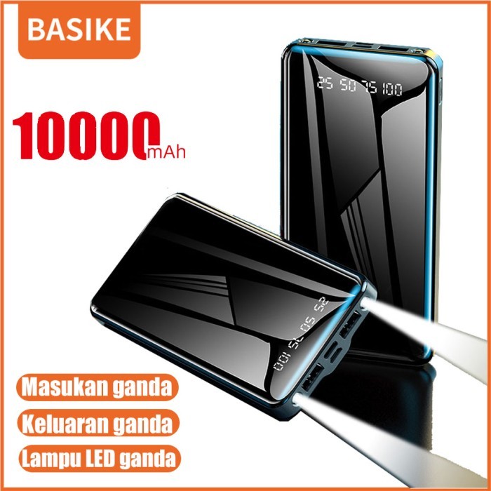 Powerbank 10000Mah Basike Asli Dengan Lampu Led Ganda