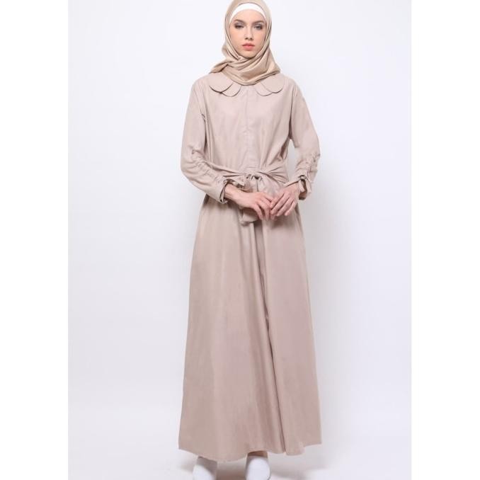 Taniya Ribbon Dress Jv Hasanah Gamis Polos Tali Serut Wanita Murah Shop_Novian