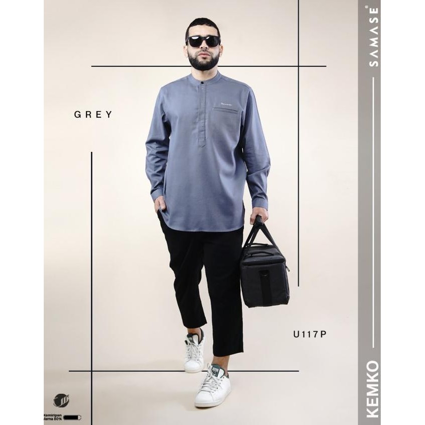 Samase Kemko Quilting U117P Kemeja Koko Pria Lengan Panjang Dewasa Store_Imnami