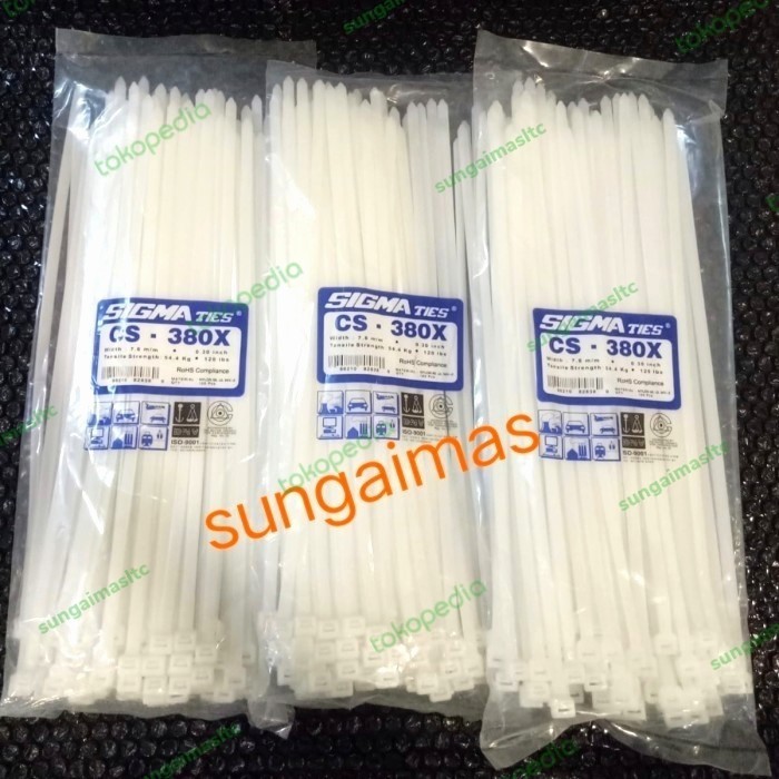 

HOT SALE! ties kabel 7,6mm 380X sigma putih @100 pcs