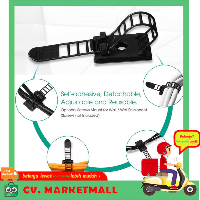 

TERBARU! 100 PCS Klip Manajemen Pengatur Pengikat Penjepit Kabel Perekat 3M Kualitas Tinggi - Dtools