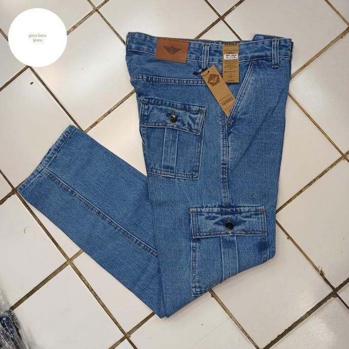 Celana Panjang Jeans Pria Cargo / Gunung / Kantong Samping Store_Rulliadi