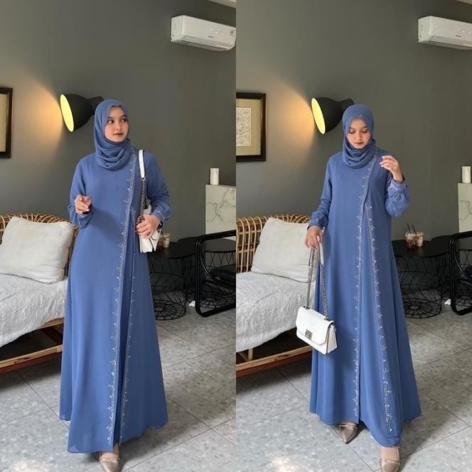 Baju Gamis Muslim Syari Wanita Perempuan Premium Dress Ceruty Acara Pesta Kondangan Mewah Elegan Ter