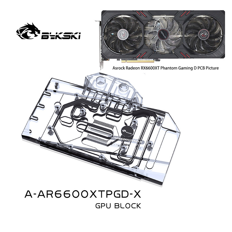 TZT A-AR6600XTPGD-X GPU Block for Asrock Radeon RX6600XT Phantom Gaming D Video Card Water Cooled Co