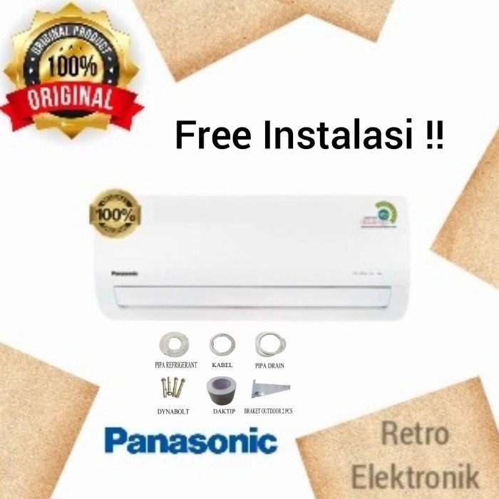 AC Panasonic 1/2 PK Low Watt 05WKP + Pipa + Aksesoris + Pemasangan