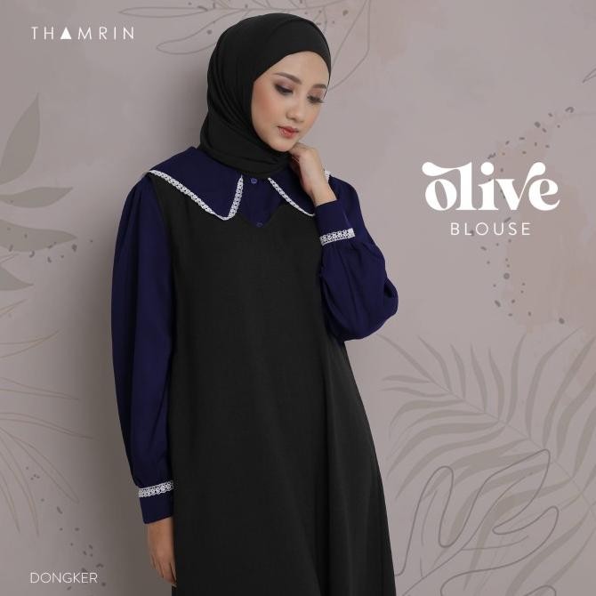Dress Long Vest Set Kemeja Blouse Olive Gamis Wanita Ori Thamrin Lapakcitra30