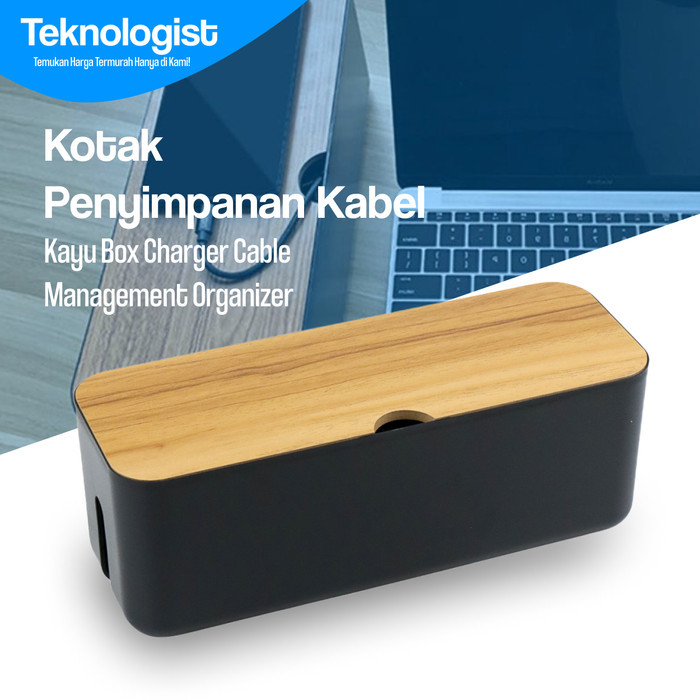 

Kotak Penyimpanan Kabel Kayu Box Charger Cable Management Organizer