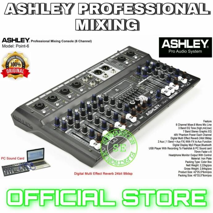 Promo Mixer 6 Channel Ashley Original Ashley Point 6 Bluetooth Usb Recording