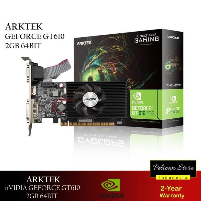 BARU ARKTEK NVIDIA GEFORCE GT610 2GB 64BIT GRAPHICS CARD VGA