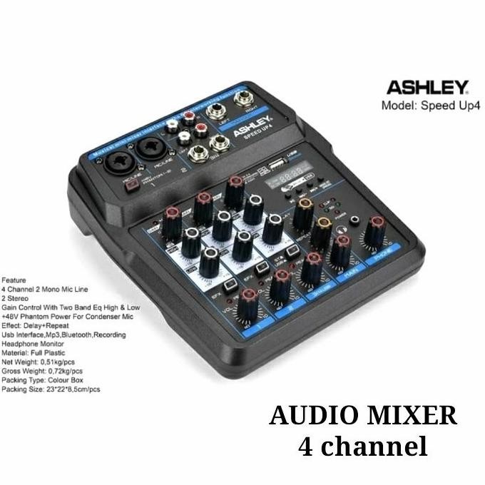 Murah Audio Mixer 4 Channel Ashley Sm 402 Bonus 2 Jack Output