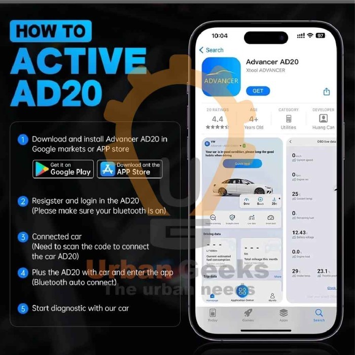 Xtool Ad10 Obd2 Diagnostic Scanner Eobd Bluetooth Elm327 Android