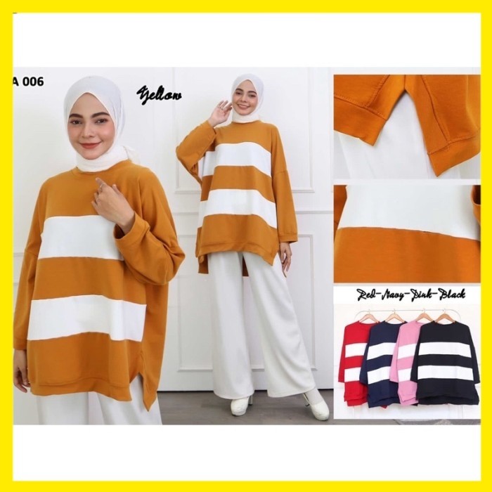 HF02 BLOUSE KAOS WANITA ATASAN LENGAN PANJANG OVERSIZE LD 140 JUMBO OK