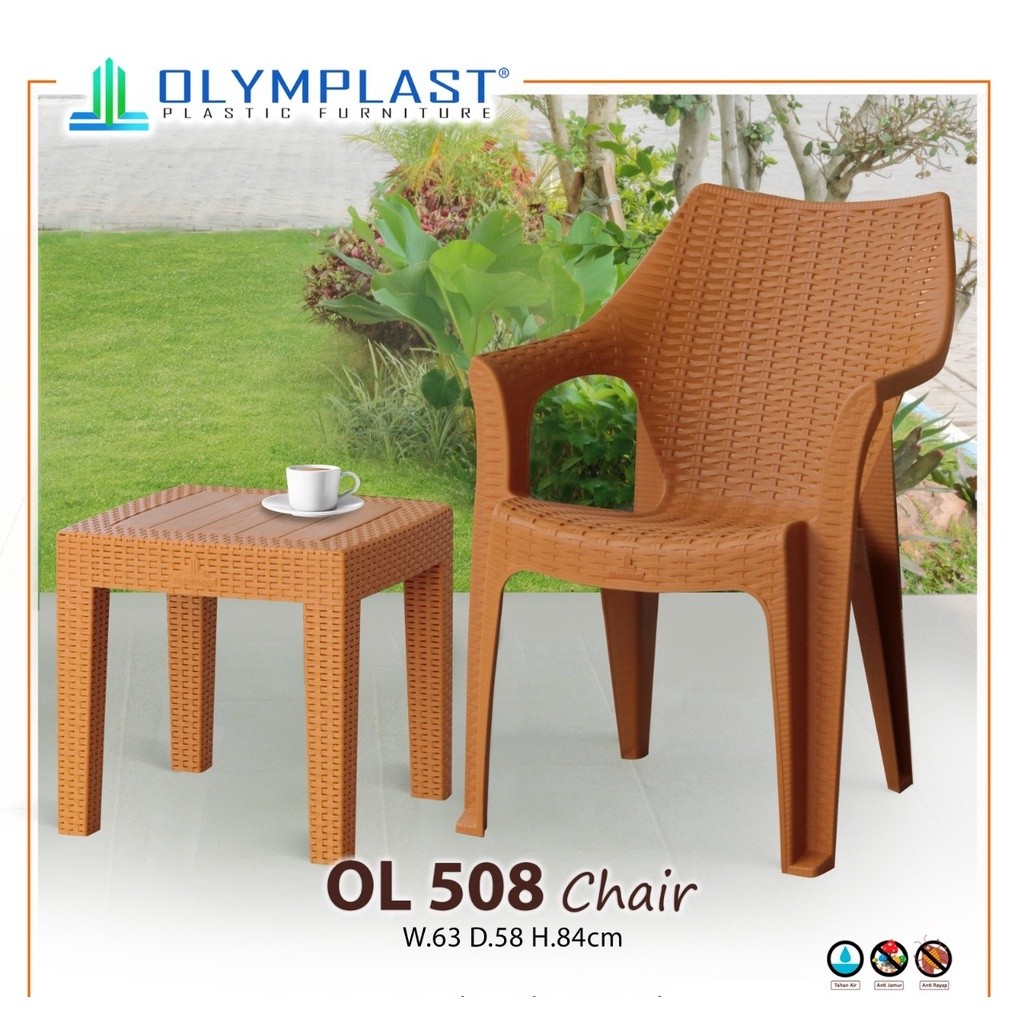 Discount Set Kursi Santai Dan Meja Plastik Rotan Ol 508 Olymplast Kursi Taman Kursi Outdoor Murah