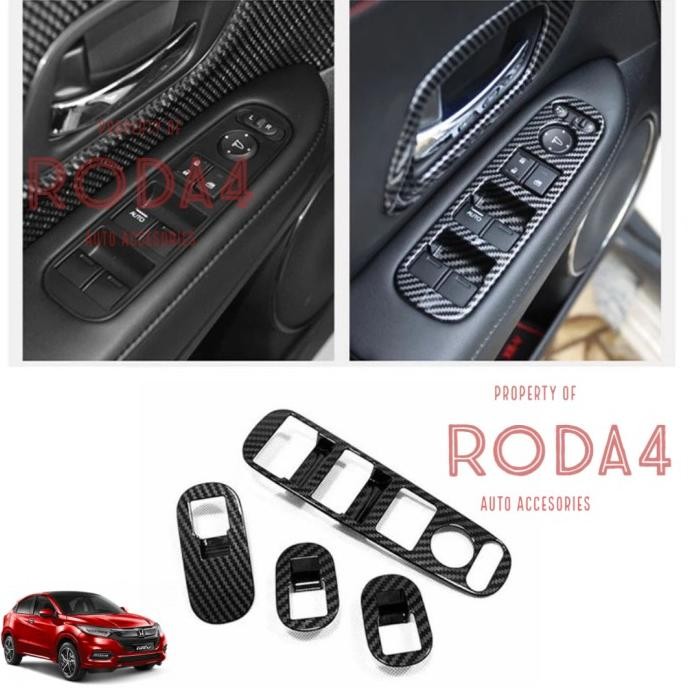 Garnish Cover Power Window Mobil Honda HRV Aksesoris Panel Carbon
