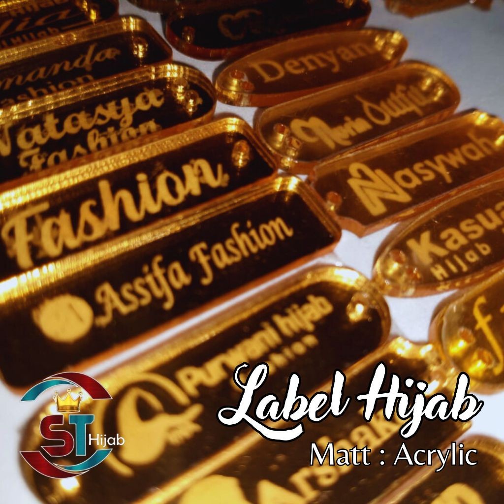 

200 Pc Label Arili Cutom Label Hijab Paaian Bahan Acrylic Gold Roegold Ier