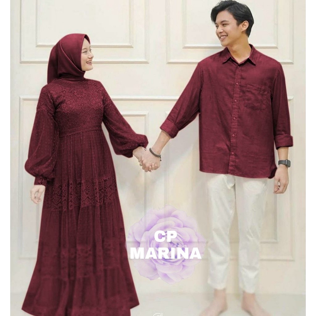 Gamis Couple Gaun Kemeja Ghams Hem Cauple Muslim Keluaran 2025 Sepasang Baju Hari Raya Suami Istri K