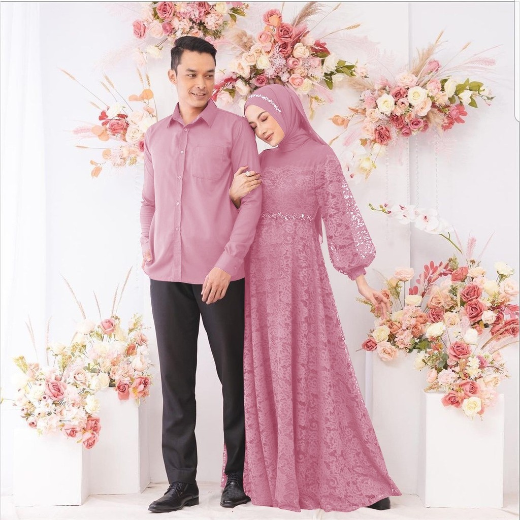 Gamis Couple Sepasang Baju Hari Raya Suami Istri Kondangan Pesta Pernikahan Seragam Keluarga Remaja 