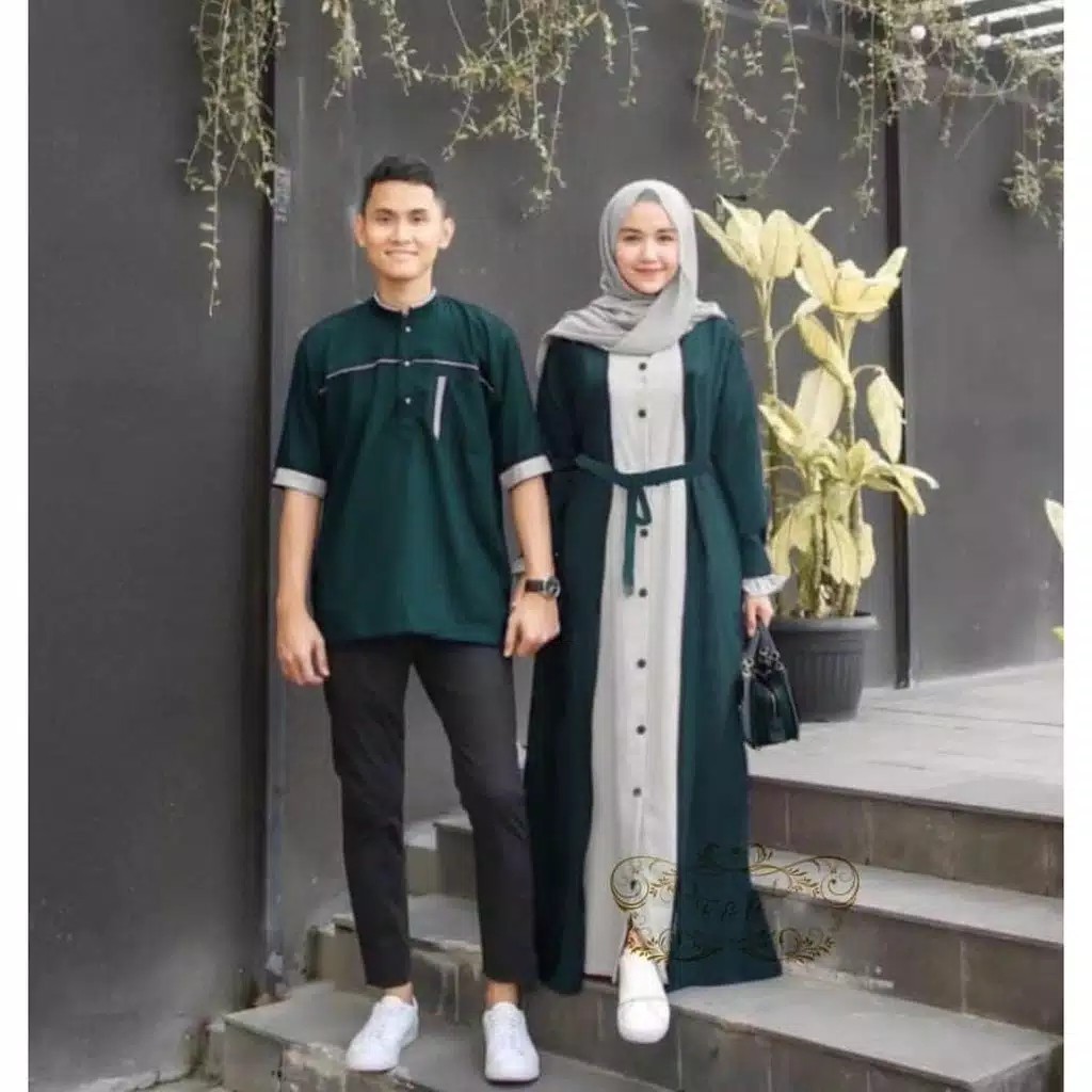 Gamis Couple Sepasang Baju Hari Raya Suami Istri Kondangan Pesta Pernikahan Gaun Kemeja Ghams Hem Ca