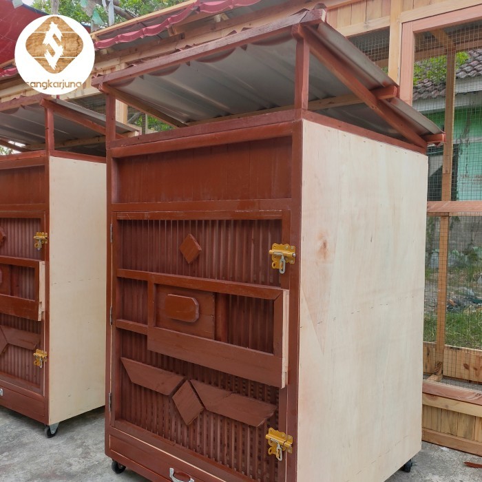 kandang ayam Bangkok ukuran 75x75x100 custom +atap+kawat nyamuk baja+roda