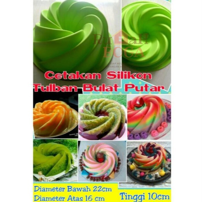 DISKON Cetakan Loyang Kue Cake Bolu Kukus Puding ULIR Silikon Silicon BESAR