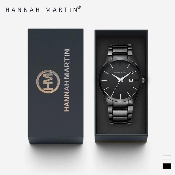 Hannah Martin Jam Tangan Pria 100% Original Terbaru Estetik Aesthetic Bisnis Tanggal Analog