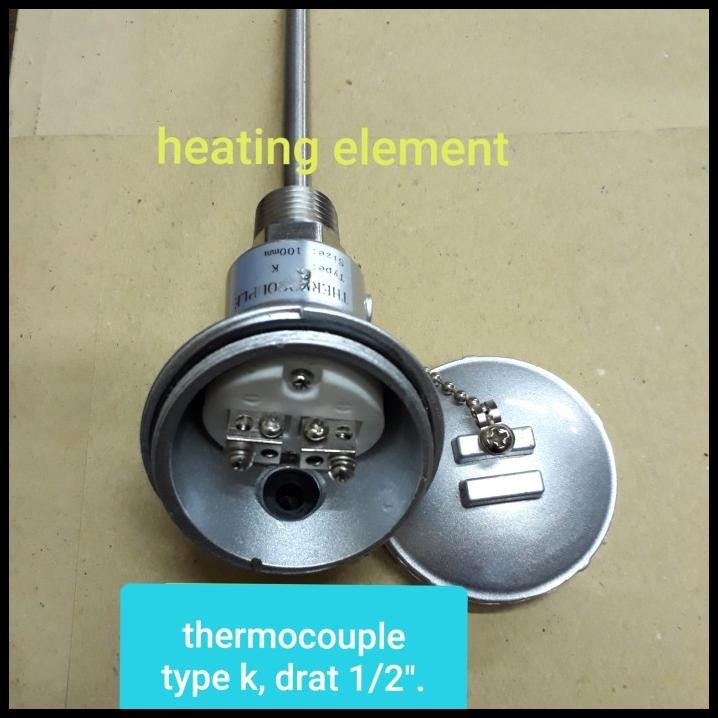 Thermocouple Type K, Drat 1/2" Dia: 8 X 200 Mm.