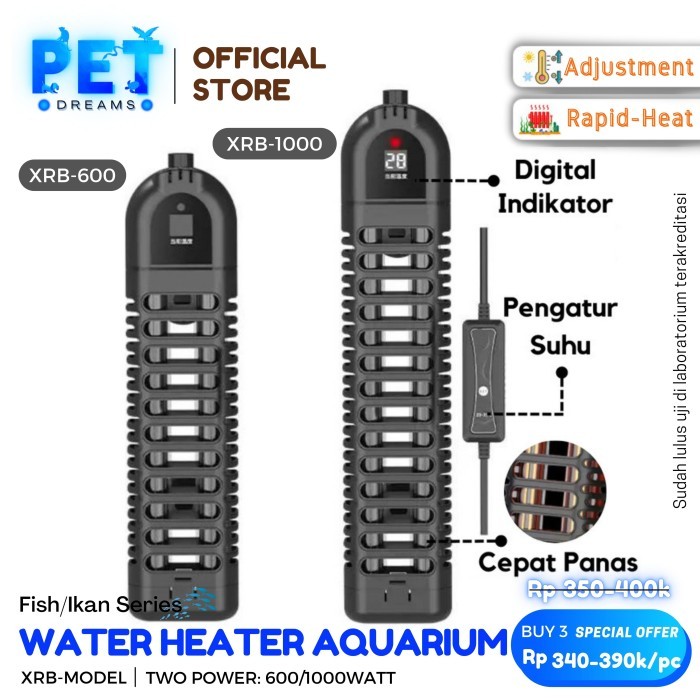 TERBARU WATER HEATER DIGITAL AQUARIUM PENGHANGAT PEMANAS KOLAM AIR IKAN