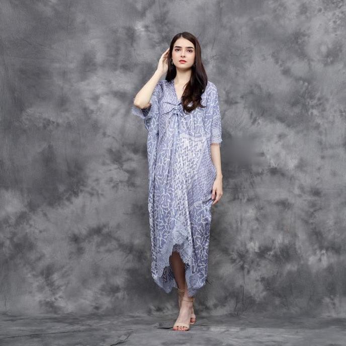 DRESS KAFTAN MUSLIM WANITA KAFTAN BATIK VISCOSE LACE RENDA LEBARAN KAFTAN GAMIS LEBARAN 2025 MAXI MI