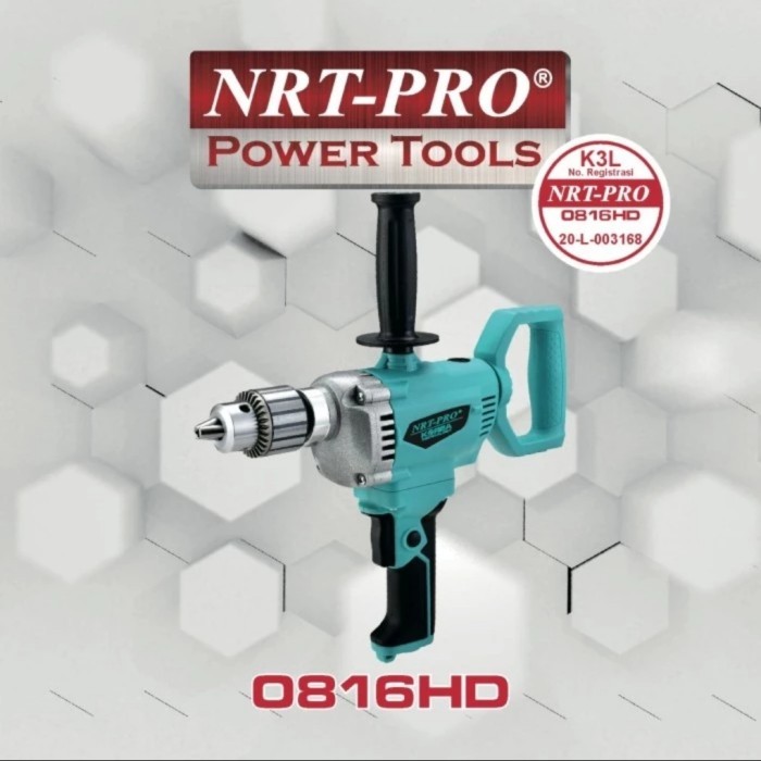 :::::::] NRT PRO 0816HD MESIN BOR LISTRIK 16MM LOW RPM MIXED DRILL LOW WATT
