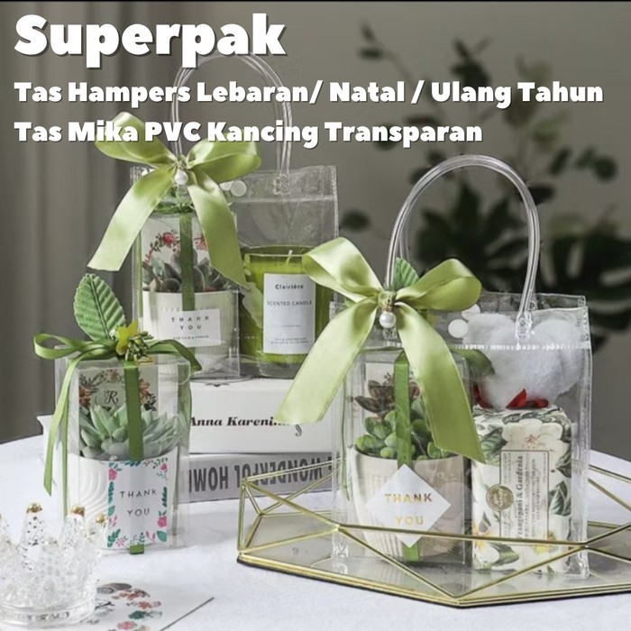 (Grosir 10 Buah) Tas Mika Kancing Uk 25X25X23 Goodie Bag Premium