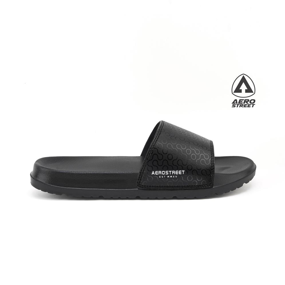 PROMO Aerostreet 39-44 Davion Hitam Hitam - Sandal Selop Pria Wanita BAAAA -100