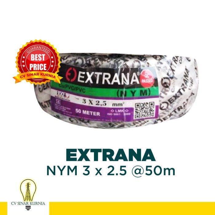Kabel Listrik Nym 3X2,5 3X2.5 50M Extrana Kabel Nym Sni