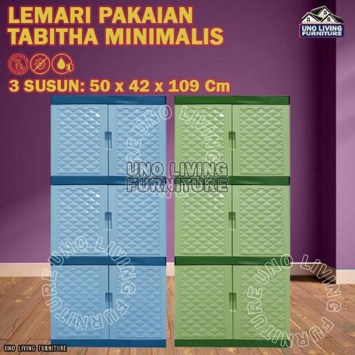 LEMARI PAKAIAN PLASTIK 3 SUSUN FULL KUNCI LEMARI TABITHA TABITHA