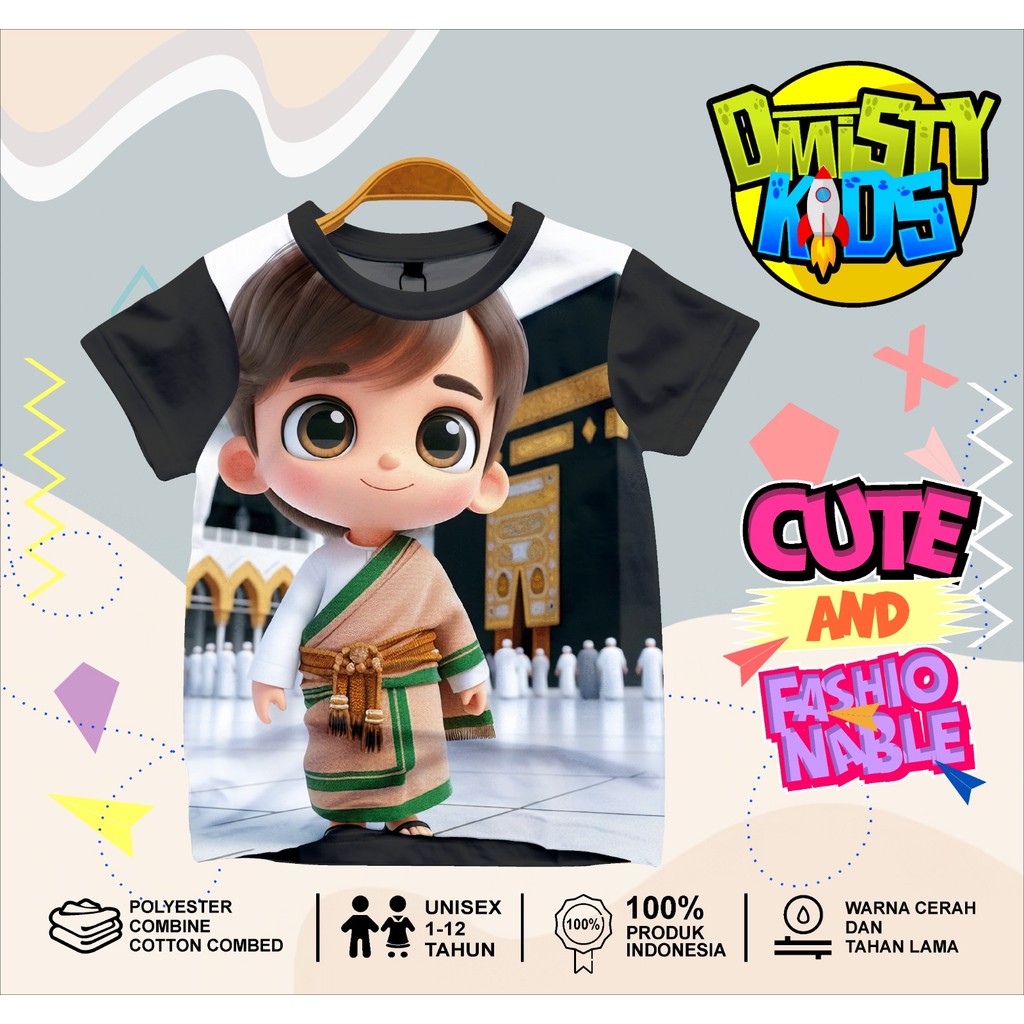 Baju Kaos Atasan Anak Printing 3D - MUSLIM 03