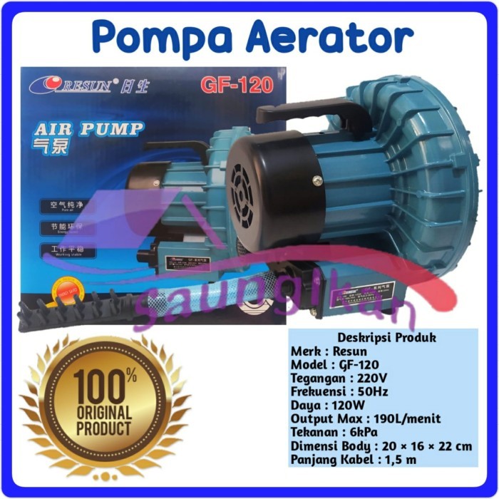 Pompa Blower Udara Aerator Kolam Bio Flok RESUN GF 120 Original