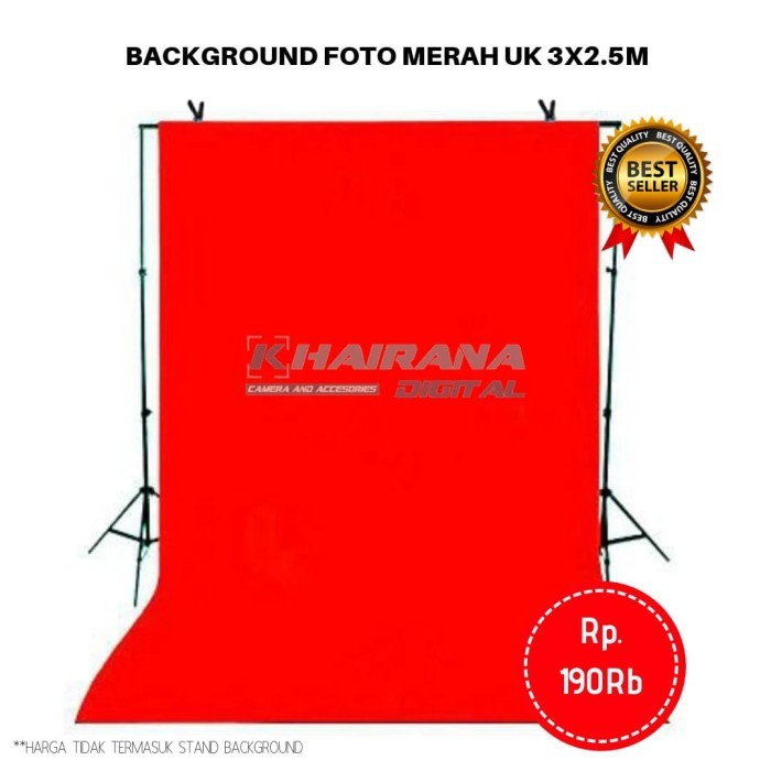 Kain Background Backdrop Studio Foto 3mx2.5m -MERAH POLOS-