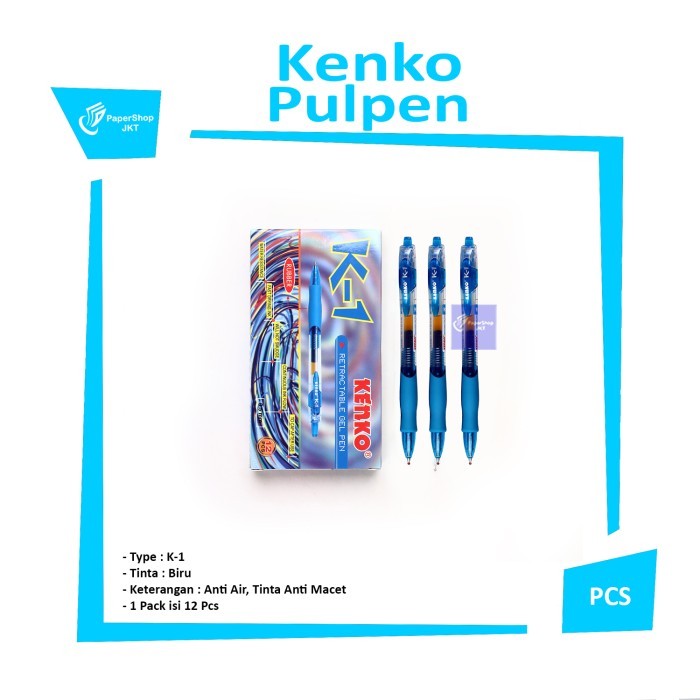 

BERMUTU KENKO PULPEN / RETRACTABLE GEL PEN 0,5MM K-1 [ LUSIN ] KODE 1209