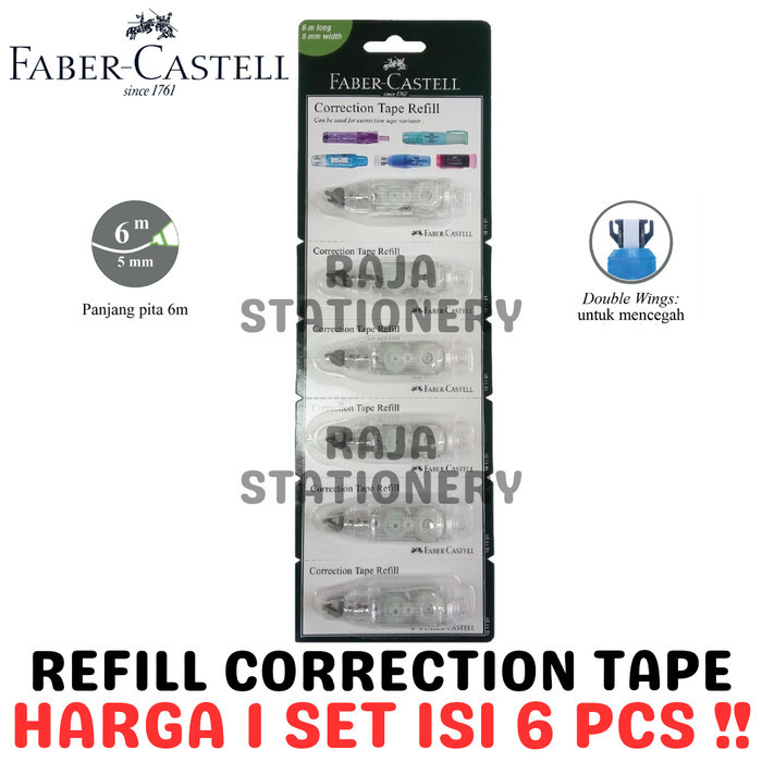 

NEW FABER CASTELL CORRECTION TAPE REFILL 6M ISI ULANG TIPEX QJR QAR [6PCS] KODE 422