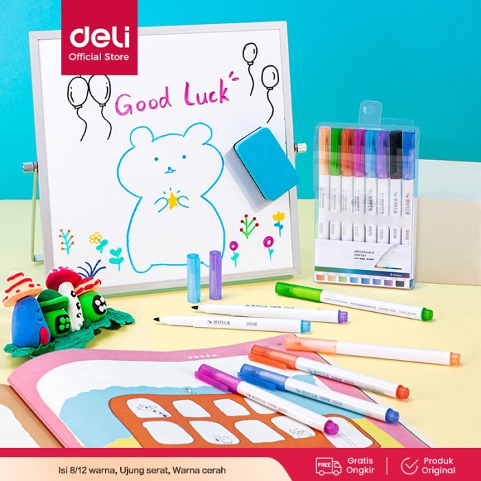 

BERGARANSI DELI 8 COLOR WHITEBOARD MARKER GRAFFITI DRAWING EASY TO ERASE S504 KODE 1309