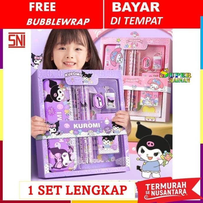 

TERLARIS! Kotak Pensil Anak Perempuan Kuromi Sanrio Crayon Set Krayon Set Alat Tulis Tk Sd Anak