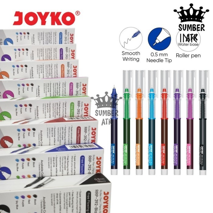 

KOMPLIT ROLLER PEN GEL PULPEN ROL JOYKO RRP-392 1 LUSIN 0.5 MM HITAM , BIRU , MERAH , ORANYE , UNGU