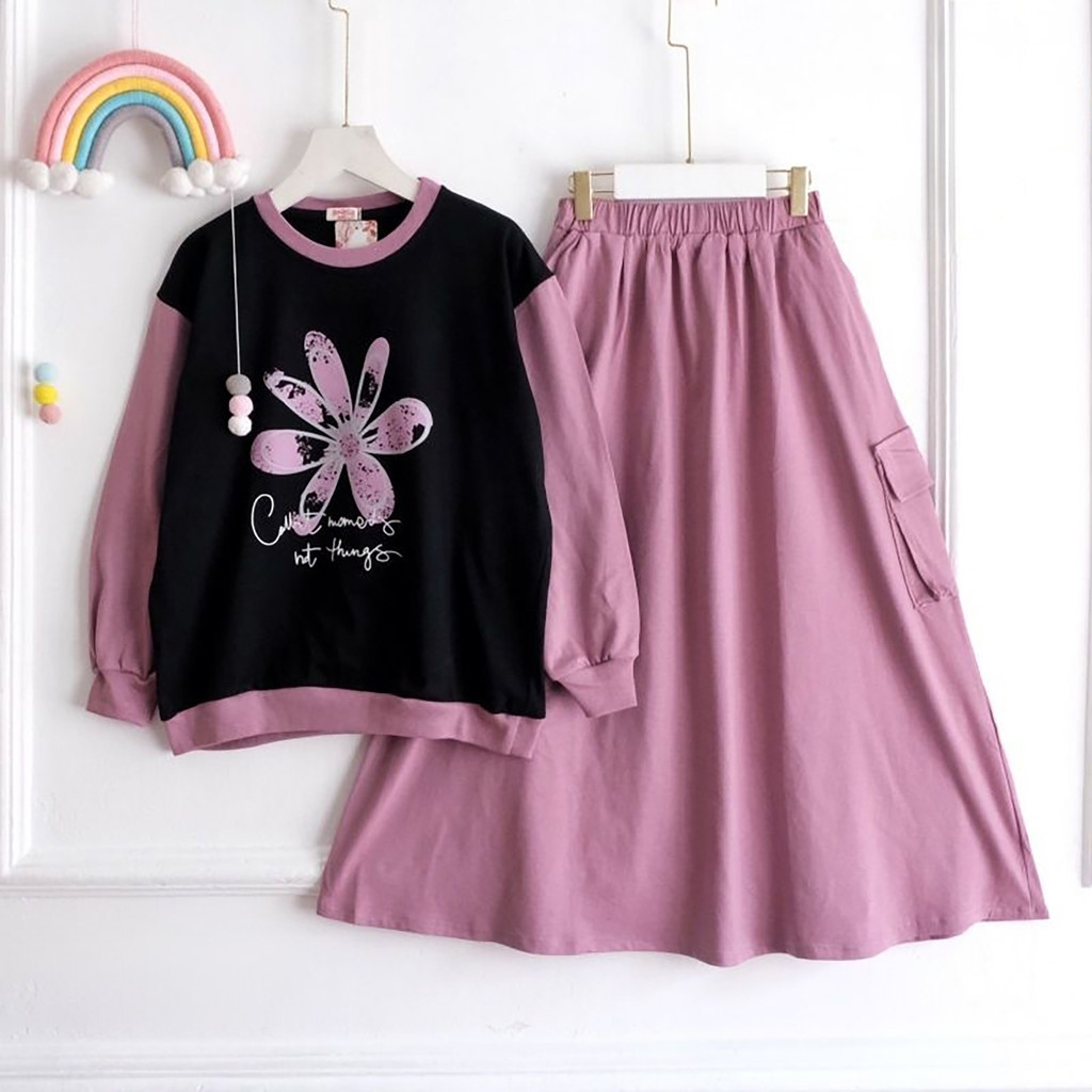 Setelan Anak Pakaian Setcel Muslim Perempuan Dewasa Wanset Prmpuan Hari Raya Idulfitri 2345678910111