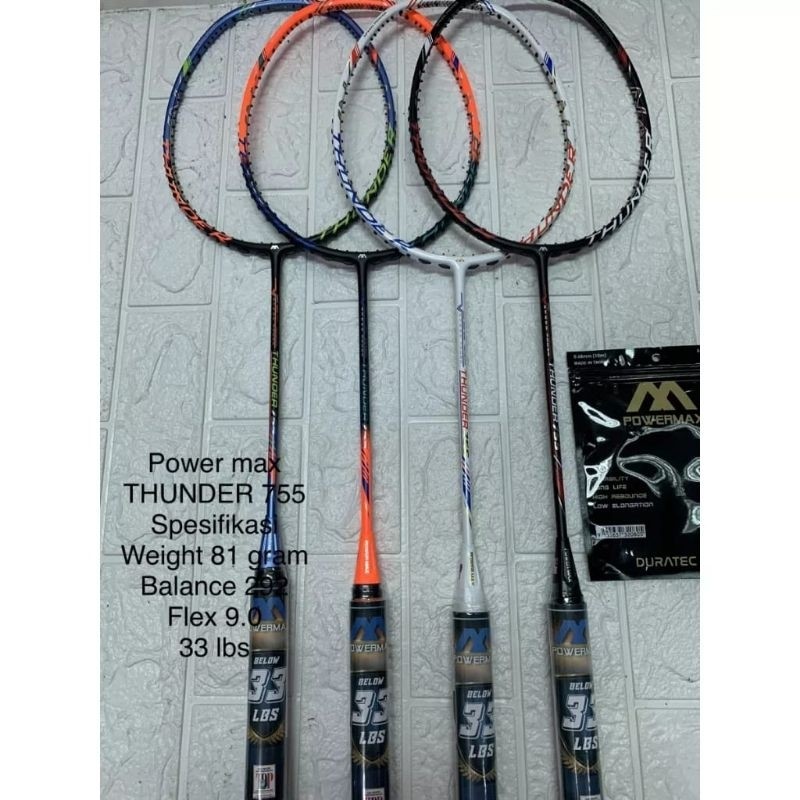 Rekomendasi Terbaik  Raket Badminton Powermax Thunder 755 33Lbs Banyak Seri