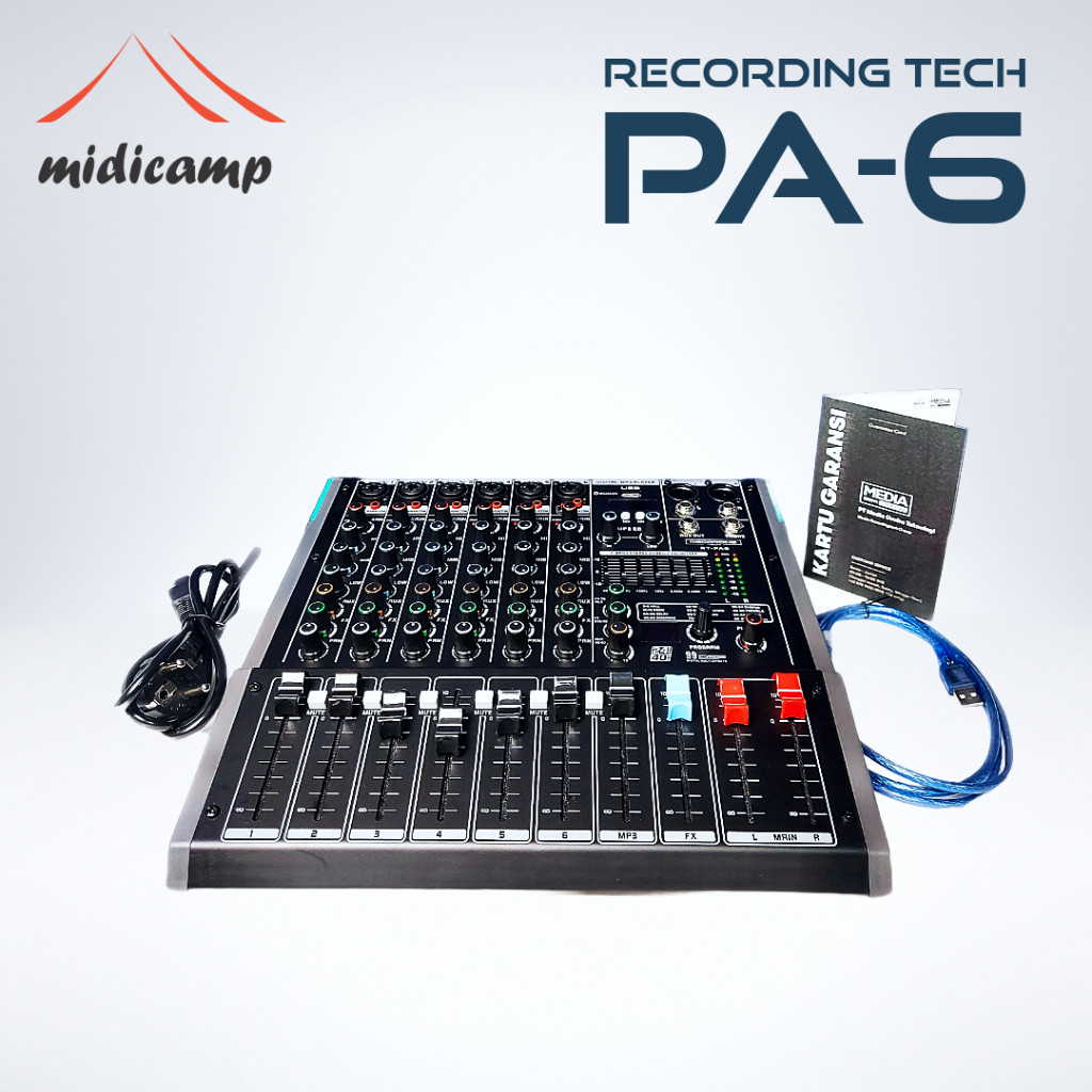 Mixer USB Audio Recording Tech RT-PA6 PA-6 6 channel