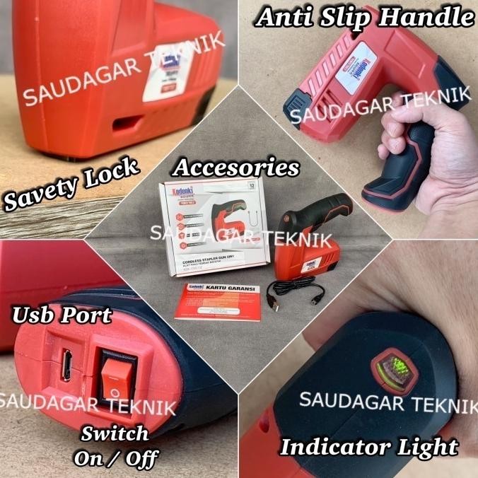 

Promo Cordless Stapler Gun Kodenki Mesin Paku Staples Tembak Baterai 2 In 1 COD