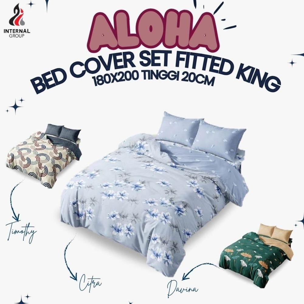 Aloha - Bed Cover SET SPREI FITTED King (180x200) OFFICIAL Terlaris pilihan