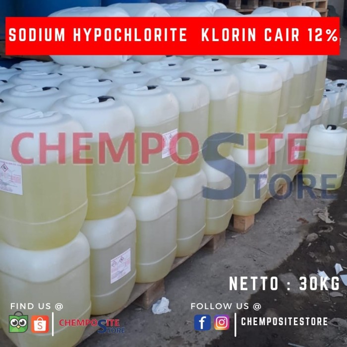kaporit cair - chlorine klorin cair - sodium hypo desinfektan 12% 35KG